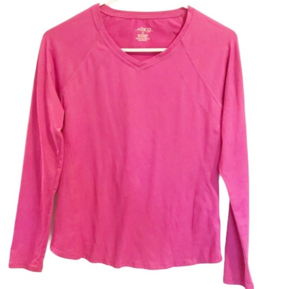 WORKOUT Exercise Top Womens Size S BCG Fushia long Sleeve V Neck Performance - Picture 6 of 6